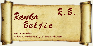 Ranko Beljić vizit kartica